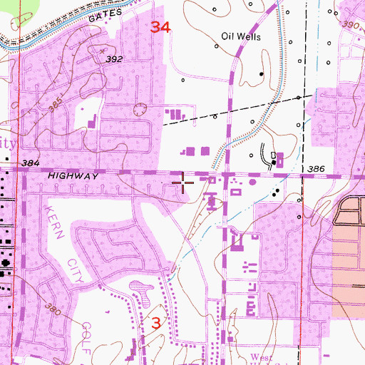 Topographic Map of Stockdale Post Office, CA