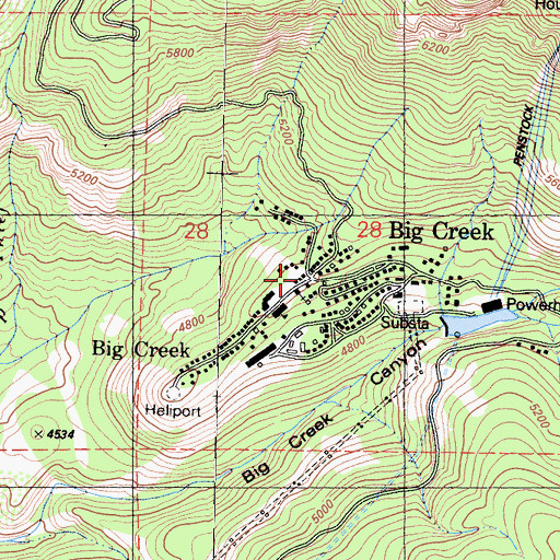 Topographic Map of Big Creek Post Office, CA