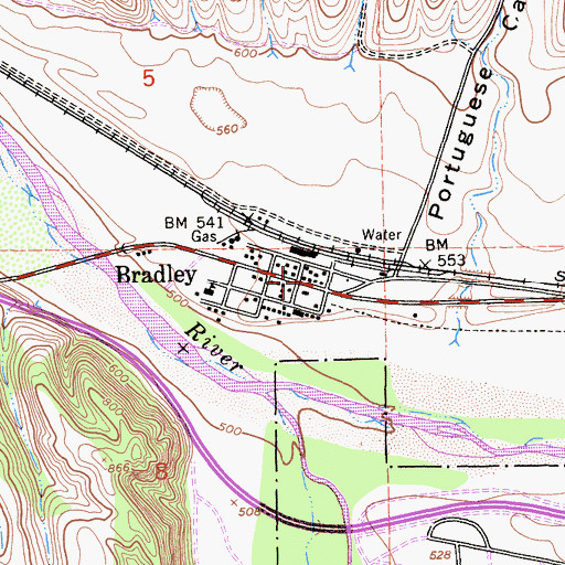 Topographic Map of Bradley Post Office, CA