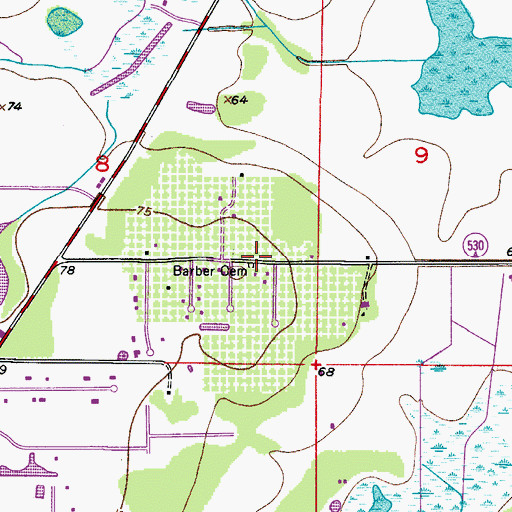 Topographic Map of Barber Cemetery, FL