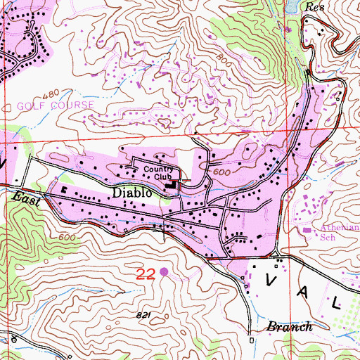 Topographic Map of Diablo Post Office, CA