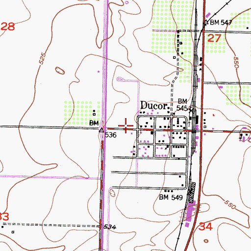 Topographic Map of Ducor Post Office, CA