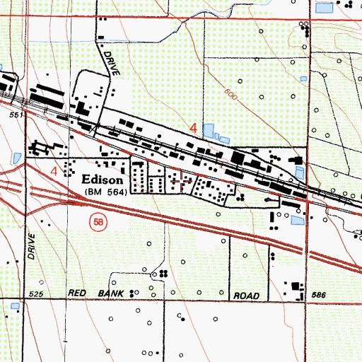 Topographic Map of Edison Post Office, CA