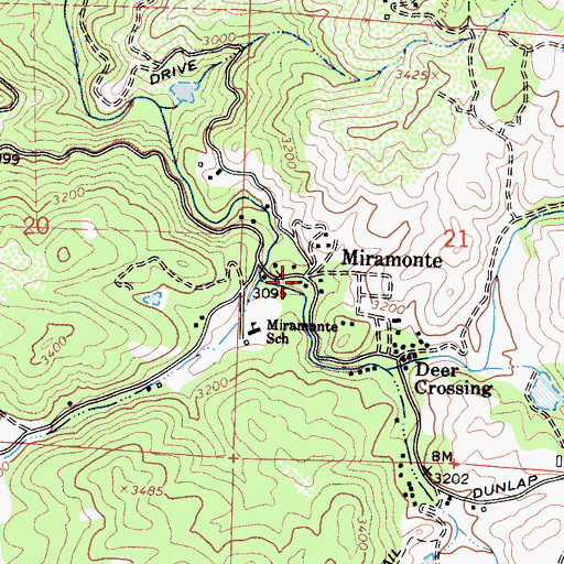 Topographic Map of Miramonte Post Office, CA