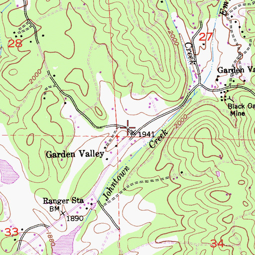 Topographic Map of Garden Valley Post Office, CA