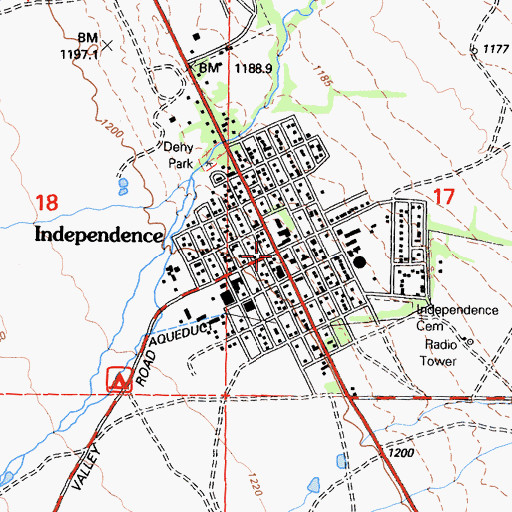 Topographic Map of Independence Post Office, CA
