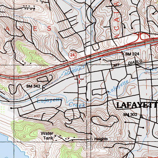 Topographic Map of Lafayette Post Office, CA