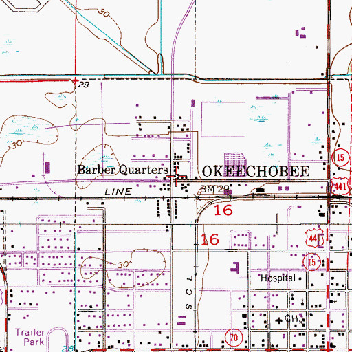 Topographic Map of Barber Quarters, FL