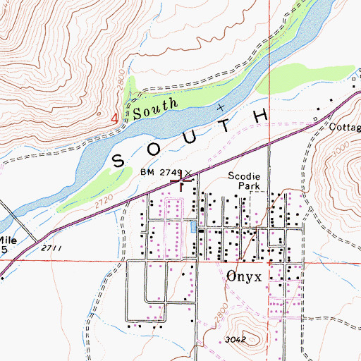 Topographic Map of Onyx Post Office, CA