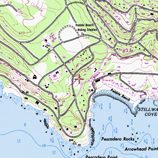 Topographic Map of Pebble Beach Post Office, CA