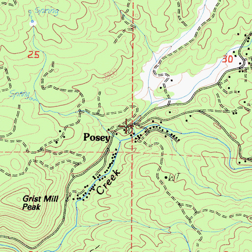 Topographic Map of Posey Post Office, CA