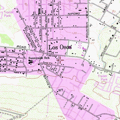 Topographic Map of Los Osos Post Office, CA