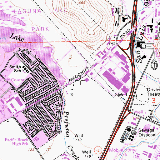 Topographic Map of San Luis Obispo Post Office, CA