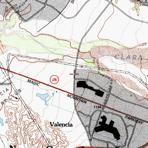 Topographic Map of Santa Clarita Post Office, CA