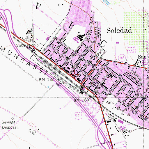 Topographic Map of Soledad Post Office, CA
