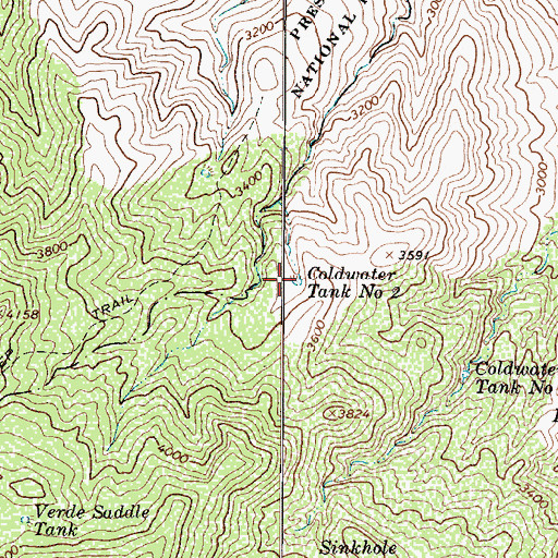 Topographic Map of Coldwater Tank Number Two, AZ