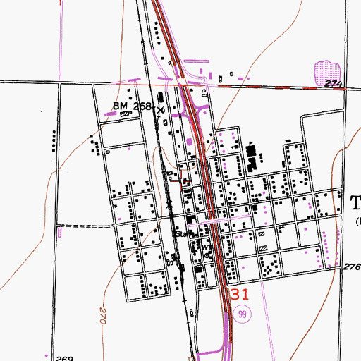 Topographic Map of Tipton Post Office, CA