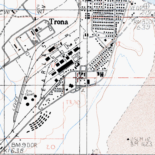 Topographic Map of Trona Post Office, CA