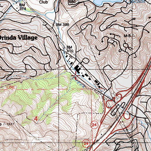 Topographic Map of Orinda Post Office, CA