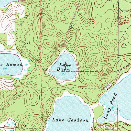 Topographic Map of Lake Barco, FL