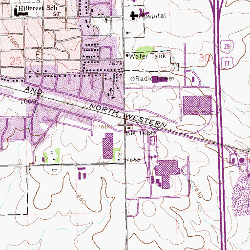 Topographic Map of 22nd Avenue Fire Station, SD