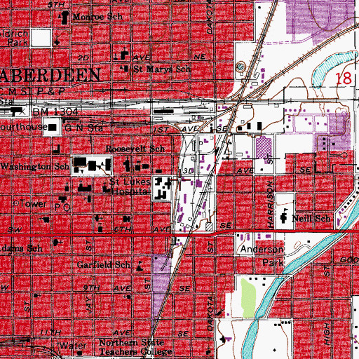 Topographic Map of Avera Saint Luke's CareFlight, SD