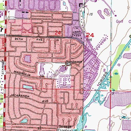 Topographic Map of Bardmoor School, FL