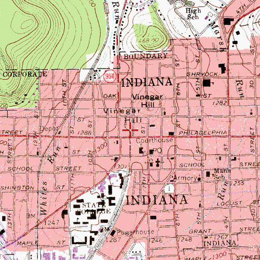 Topographic Map of Indiana County Sheriff's Office, PA