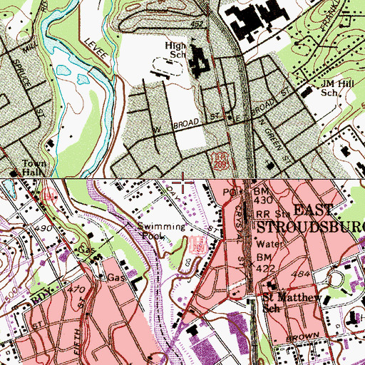 Topographic Map of Stroud Area Regional Police Department, PA