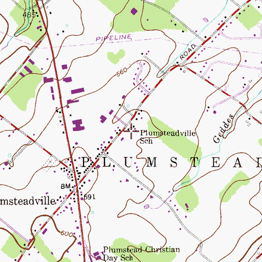 Topographic Map of Plumstead Township Police Department, PA