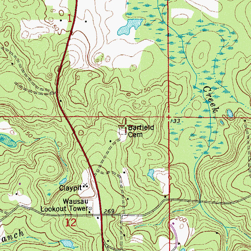 Topographic Map of Barfield Cemetery, FL