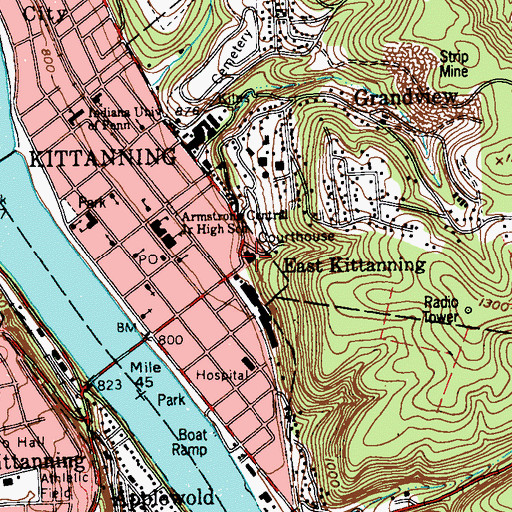 Topographic Map of Armstrong County Sheriff's Office, PA