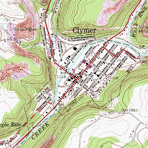 Topographic Map of Clymer Borough Police Department, PA