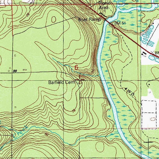 Topographic Map of Barfield Cemetery, FL