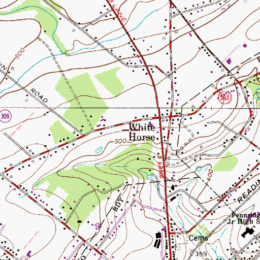Topographic Map of Pennridge Regional Police Department, PA