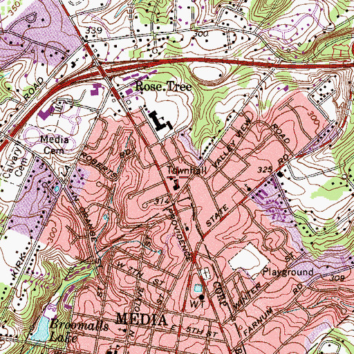 Topographic Map of Upper Providence Police Department, PA