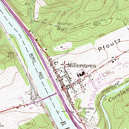 Topographic Map of Millerstown Borough Police Department, PA