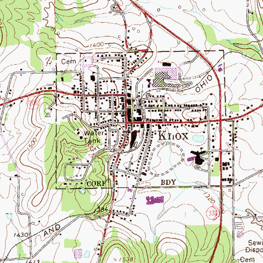 Topographic Map of Knox Borough Police Department, PA