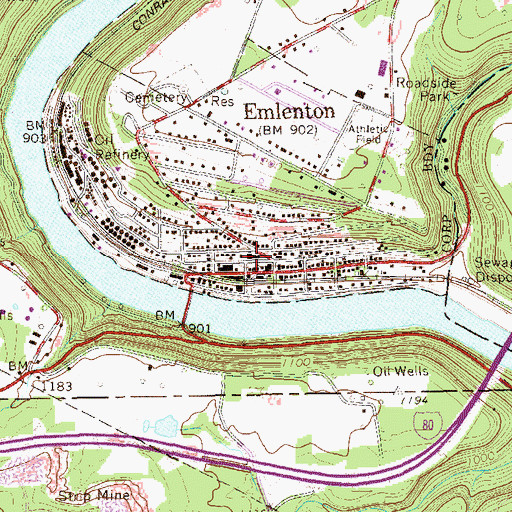 Topographic Map of Emlenton Borough Police Department, PA