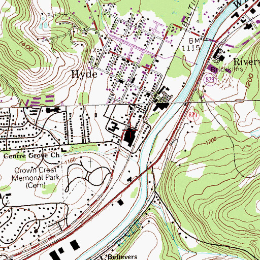 Topographic Map of Lawrence Township Police Department, PA
