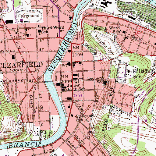 Topographic Map of Clearfield County Sheriff's Office, PA