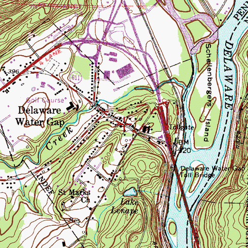 Topographic Map of Delaware Water Gap Police Department, PA