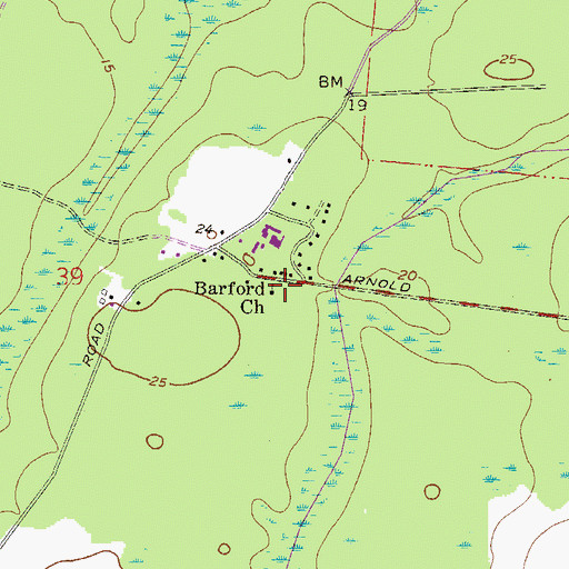 Topographic Map of Barford Church, FL