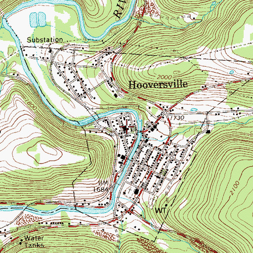 Topographic Map of Hooversville Borough Police Department, PA