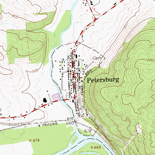 Topographic Map of Juniata Valley Regional Police Department, PA