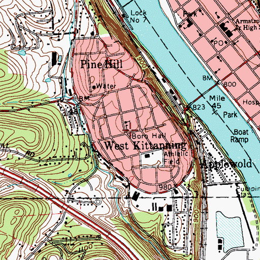 Topographic Map of West Kittanning Borough Police Department, PA