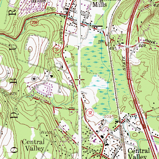 Topographic Map of Town of Woodbury Police Department, NY