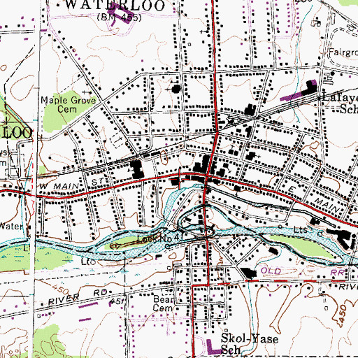 Topographic Map of Waterloo Police Department, NY