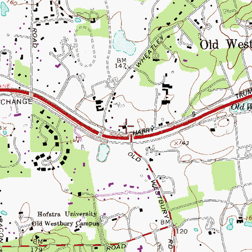 Topographic Map of Old Westbury Police Department, NY