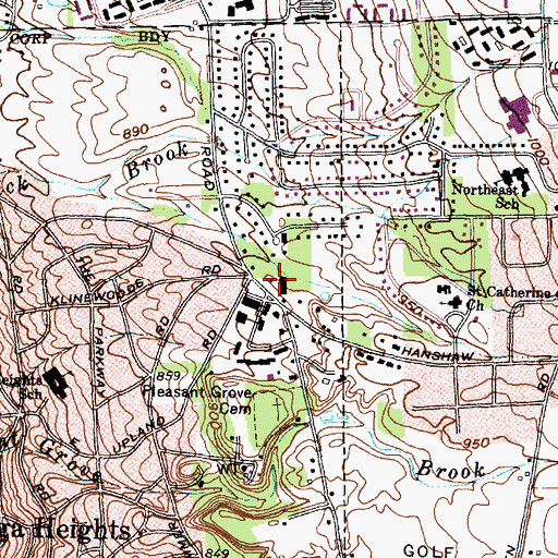 Topographic Map of Cayuga Heights Police Department, NY